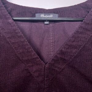 Madewell Deep Purple Textured Corduroy V-Neck Top